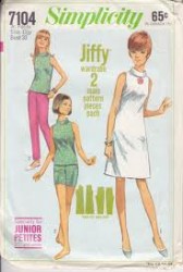 7104 JIFFY SLVLSS DRESS, OVERBLOUSE,PANTS, SHORTS PATTERN 11 33''